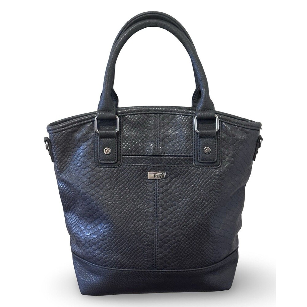 Jewell Gray Leather Embossed Hand Bag